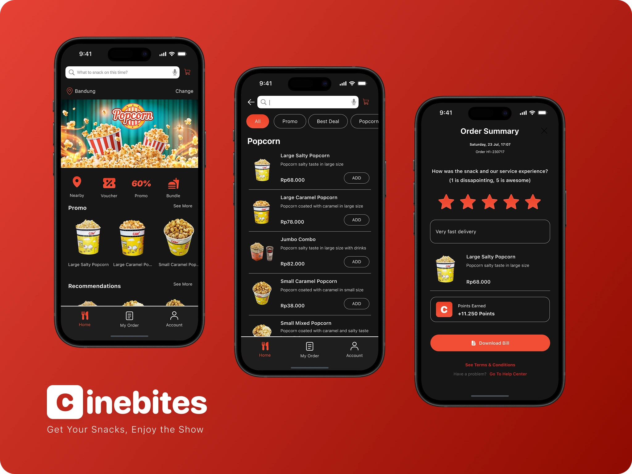 Cinebites final mockups